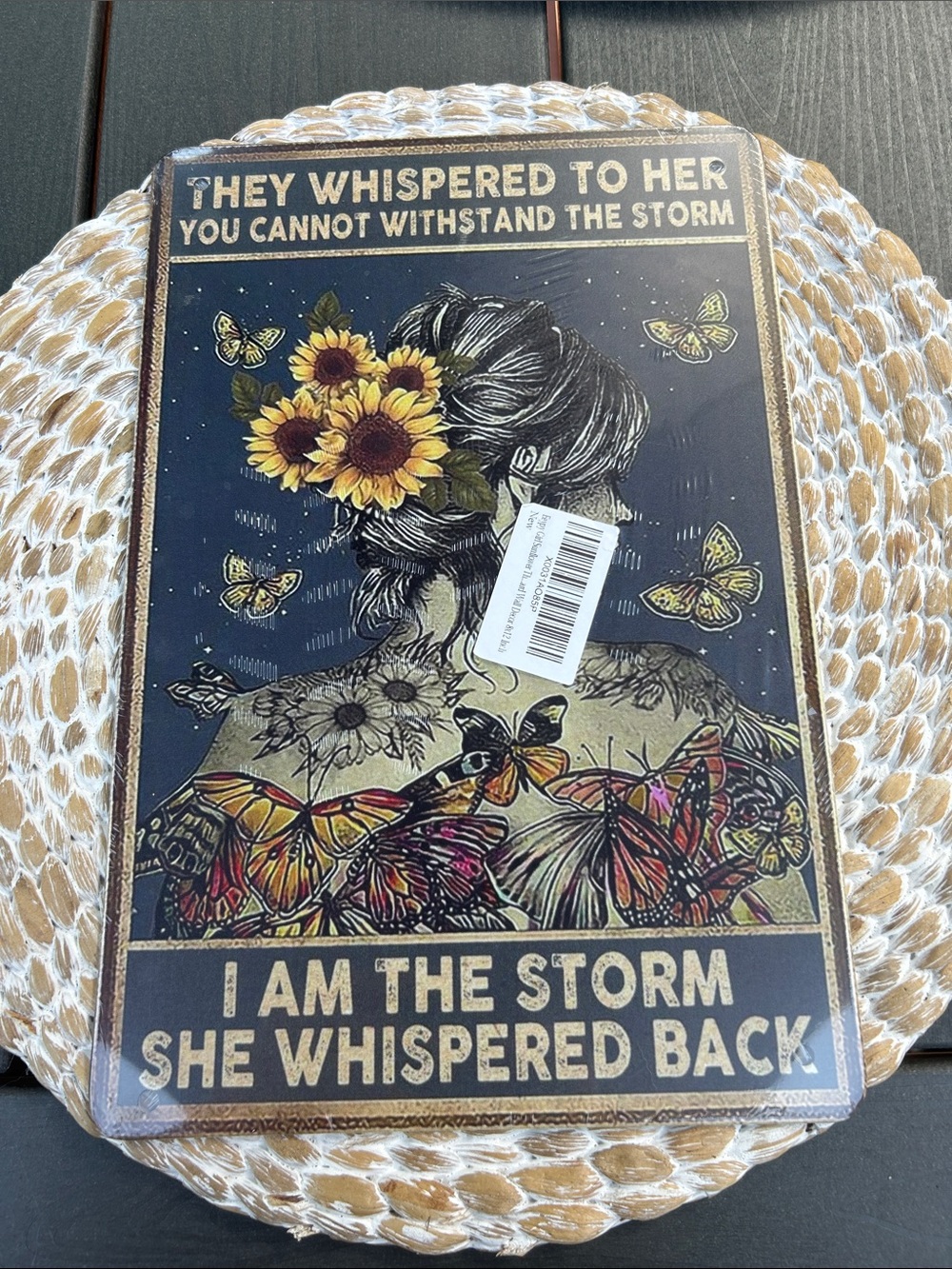 Inspirational Sunflower & Butterfly Wall Art - "I Am The Storm"